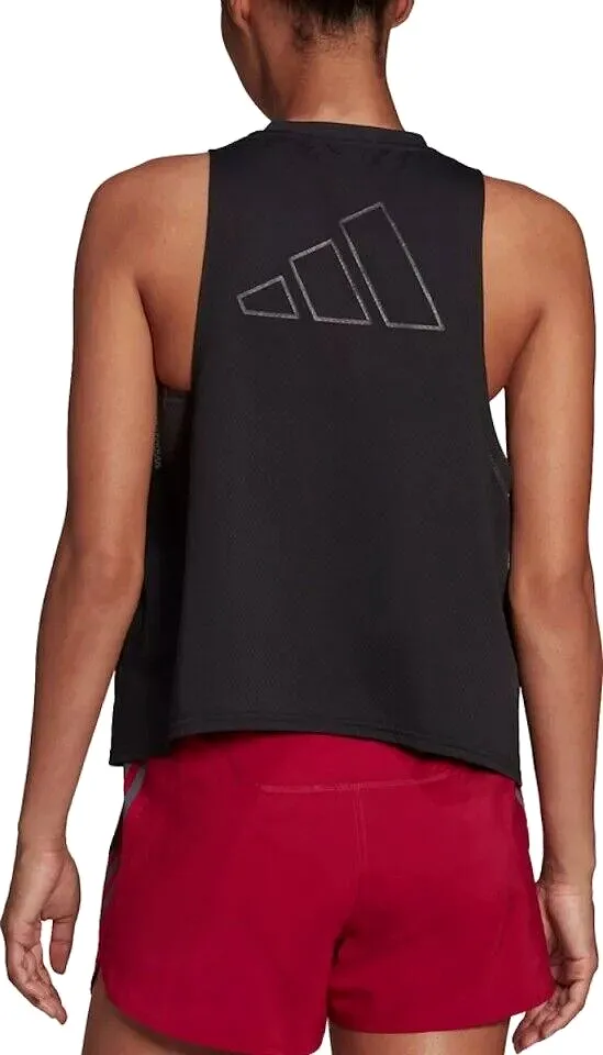 adidas Run Icons Womens Running Tank Top Vest Made With Nature Black Breathable