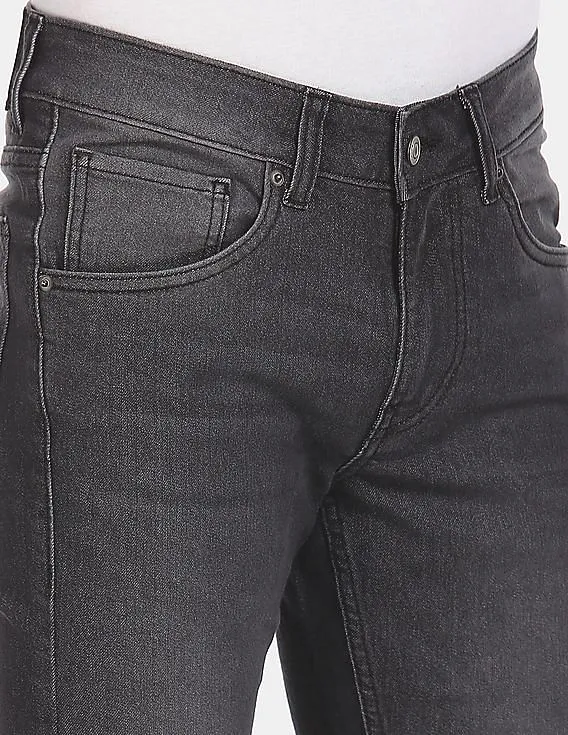 Aeropostale Men Dark Grey Super Skinny Fit Stone Wash Jeans