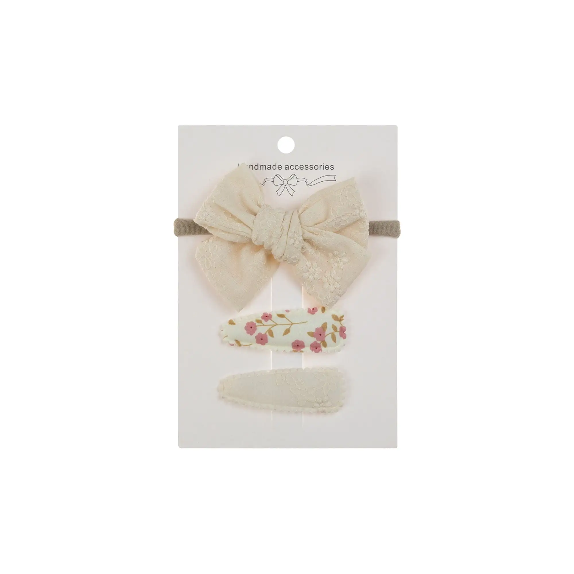 Ballerina Snap Hair Clips & Bow Set in Ivory