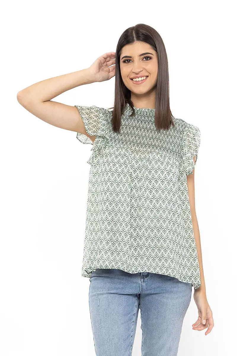 Billie The Label Amorous Top - Green Motif