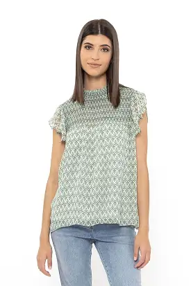 Billie The Label Amorous Top - Green Motif