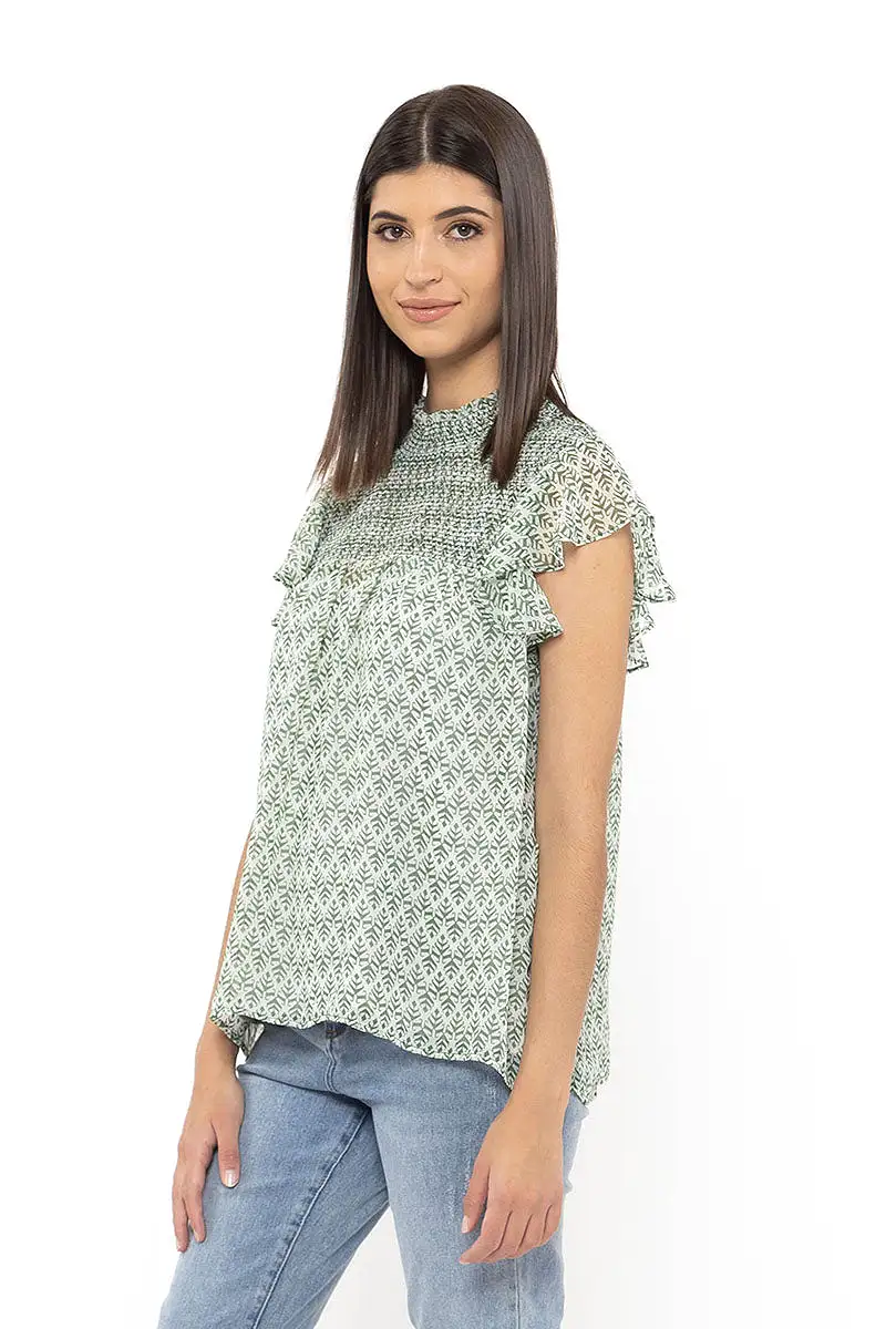 Billie The Label Amorous Top - Green Motif