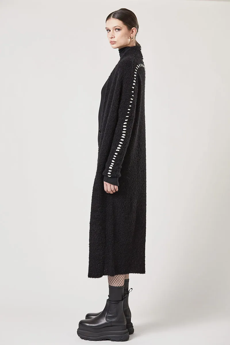 BLACK ALPACA LONG CARDIGAN