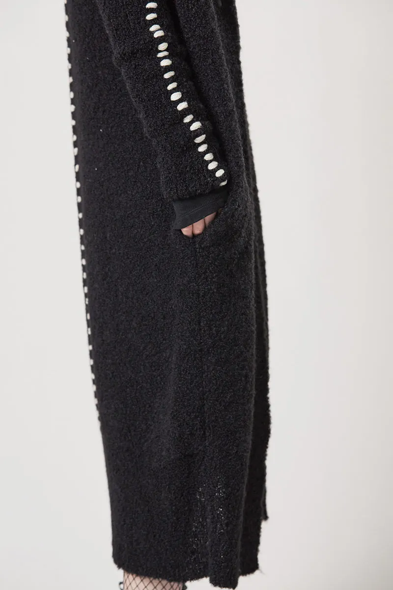 BLACK ALPACA LONG CARDIGAN