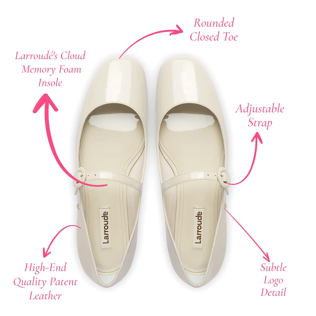 Blair Ballet Flat In Ivory Patent Leather