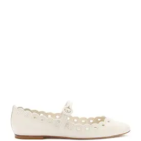 Blair Broderie Ballet Flat In Ivory Leather