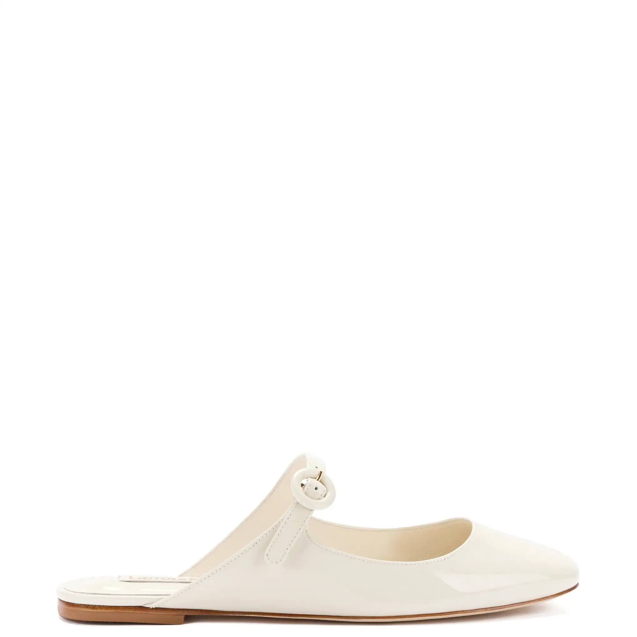 Blair Flat Mule In Ivory Patent Leather