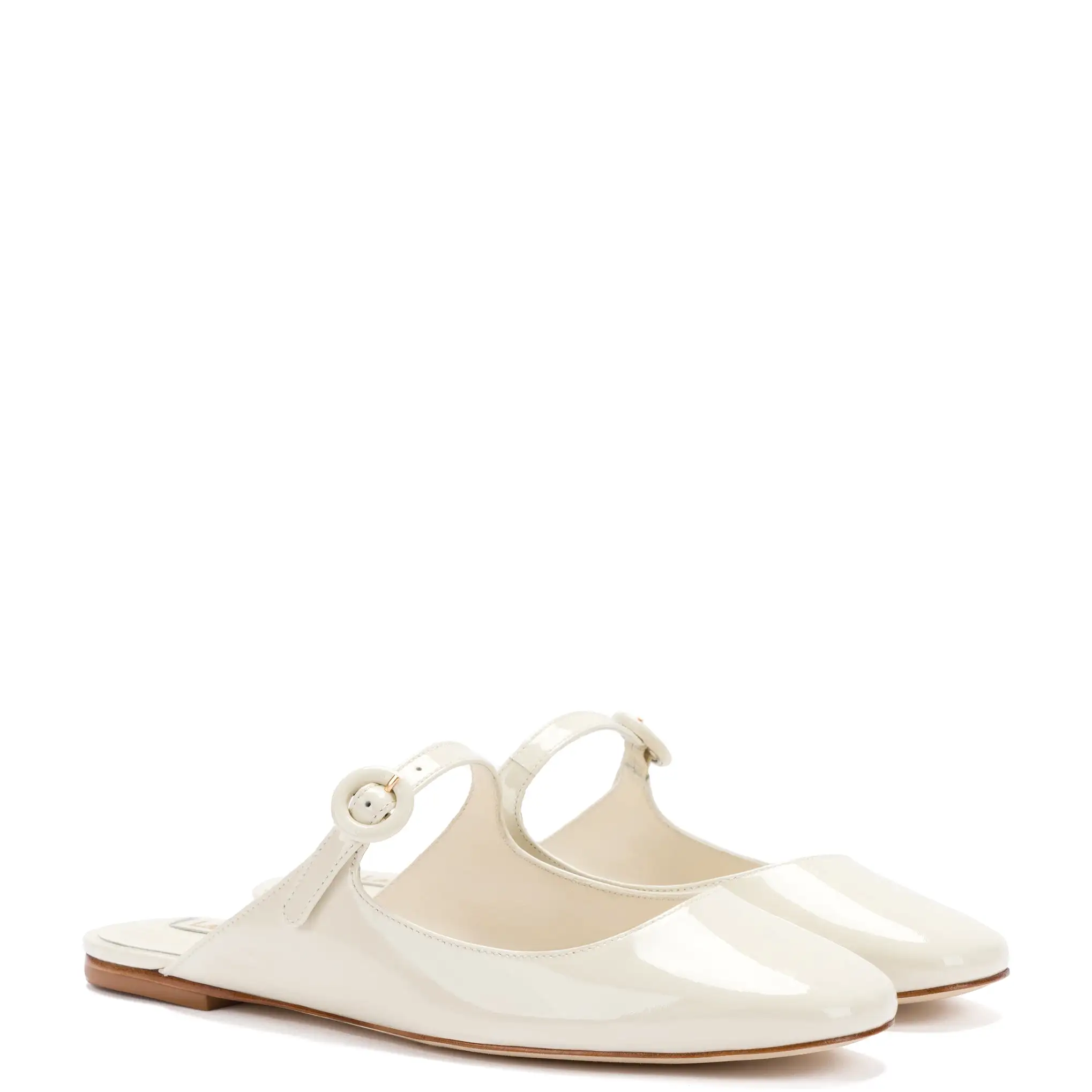 Blair Flat Mule In Ivory Patent Leather