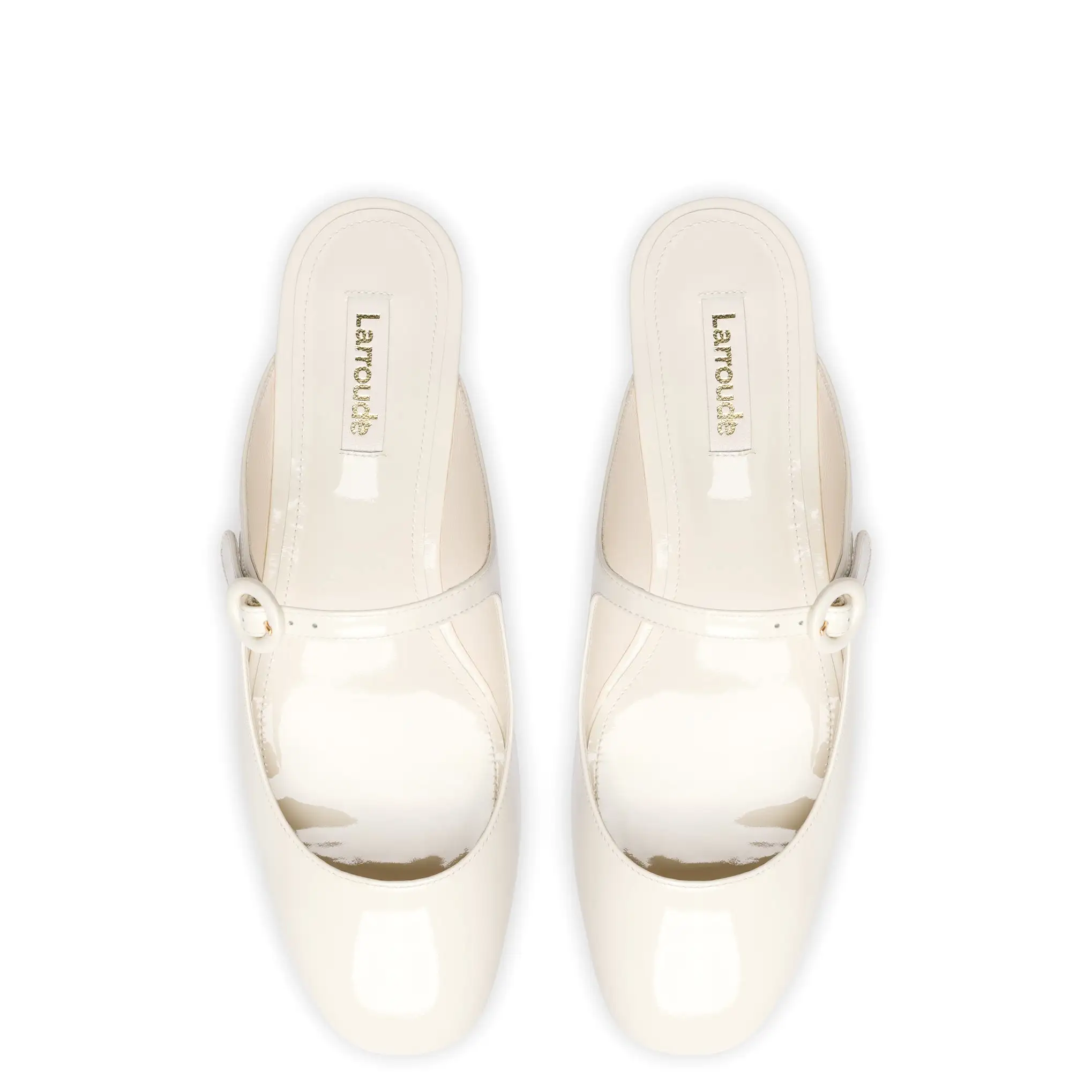 Blair Flat Mule In Ivory Patent Leather