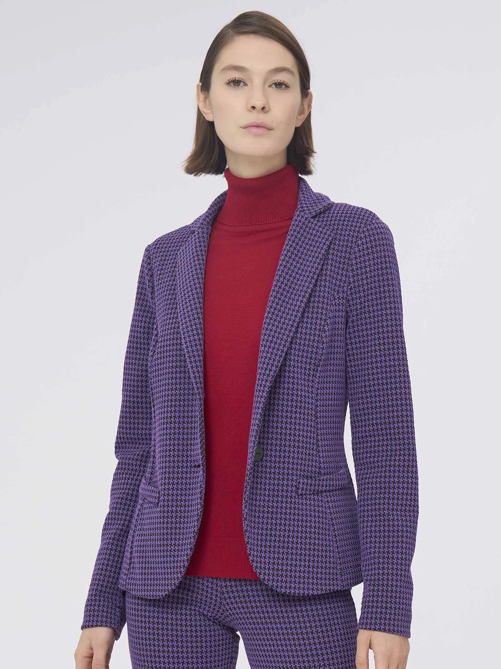 Blazer a 2 bottoni in Eco Jacquard - Fant. Sunset Purple