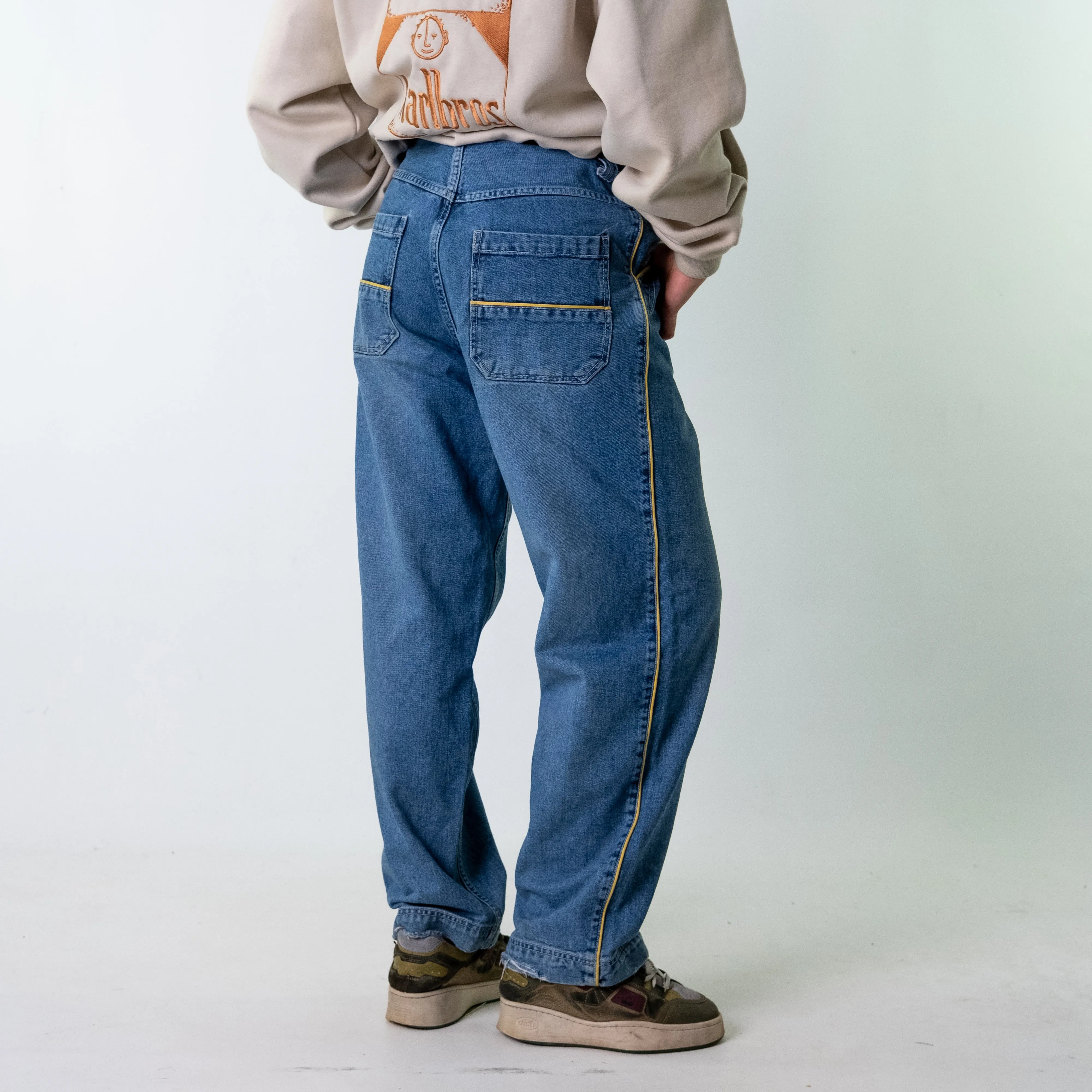 Blue Denim 90s Baggy Hip Hop Golilla Cargo Skater Trousers Pants Jeans (32x31)