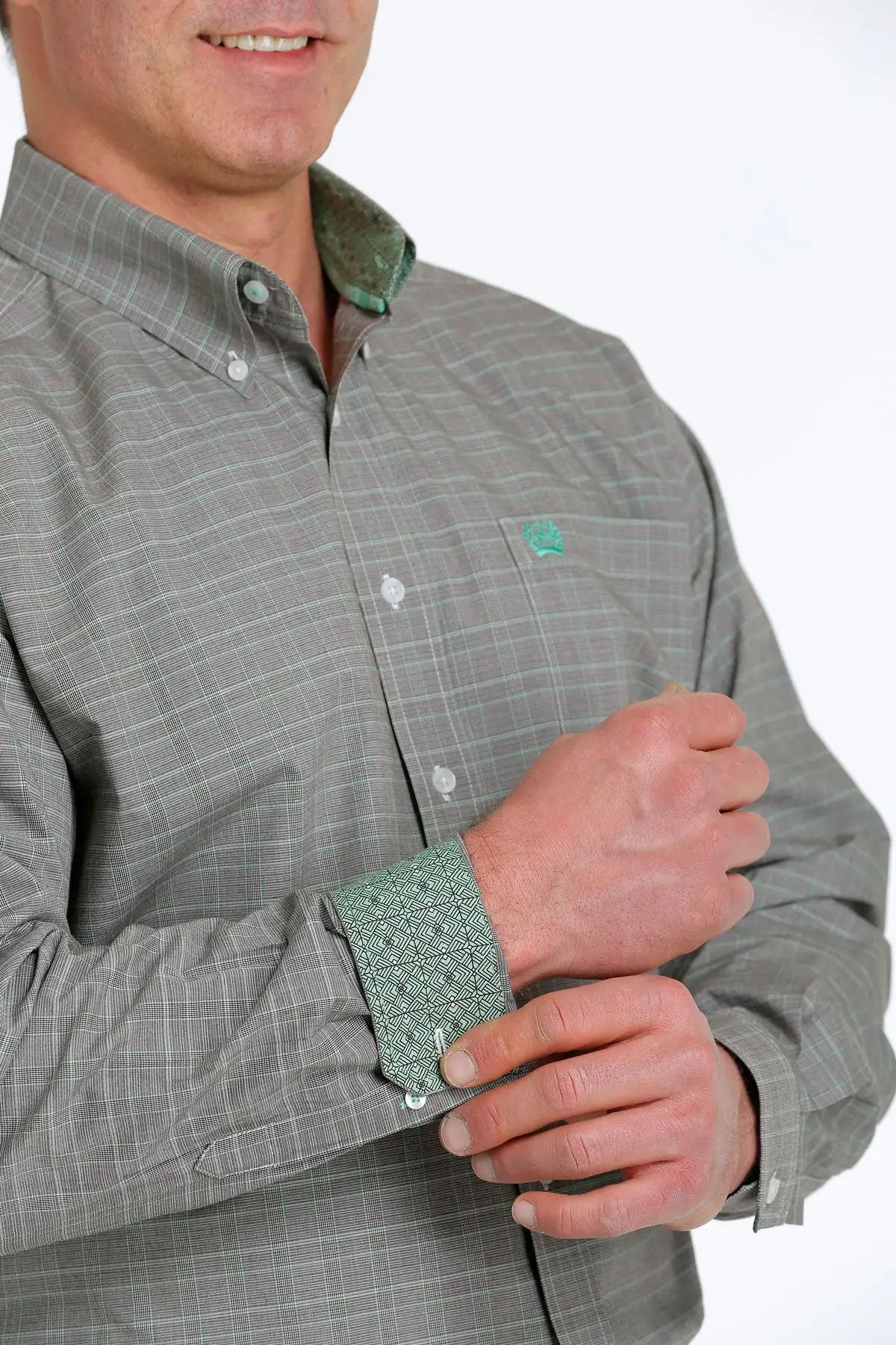 'Cinch' Men's Plaid Classic Fit Button Down - Brown / Green