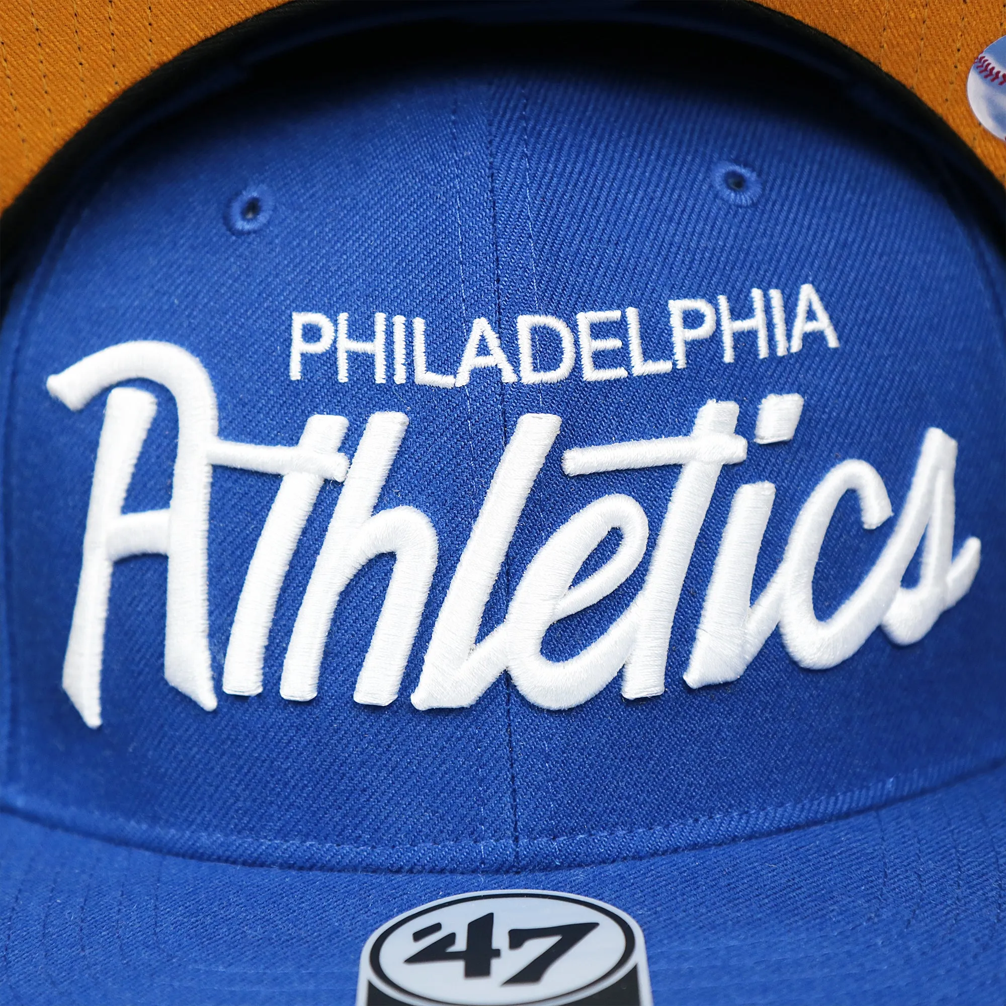 Cooperstown Philadelphia Athletics Wordmark Retro Athletics Side Patch Snapback | Royal Blue Snapback