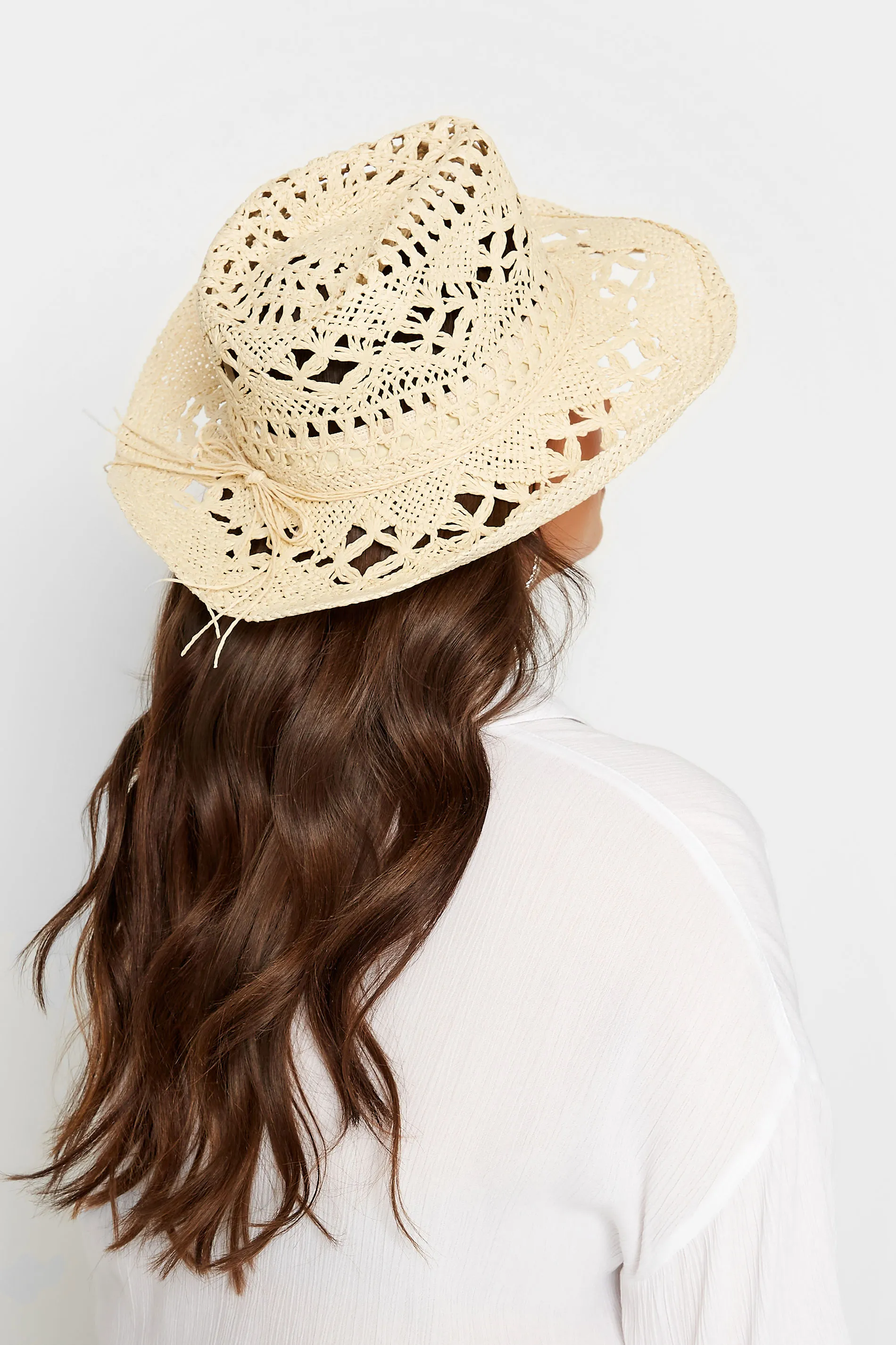 Cream Straw Cut Out Cowboy Hat