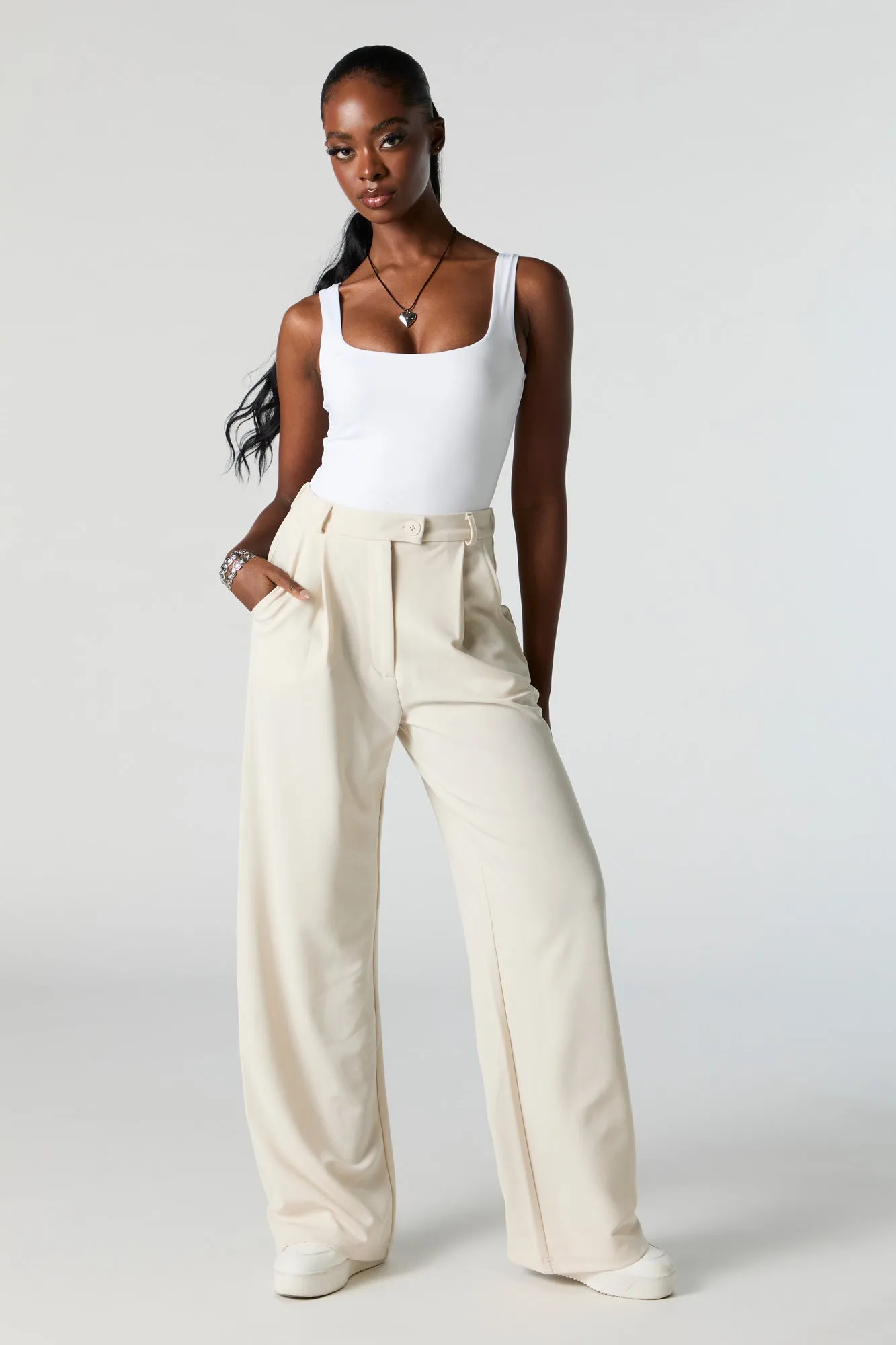 Crepe Straight Leg Dress Pant