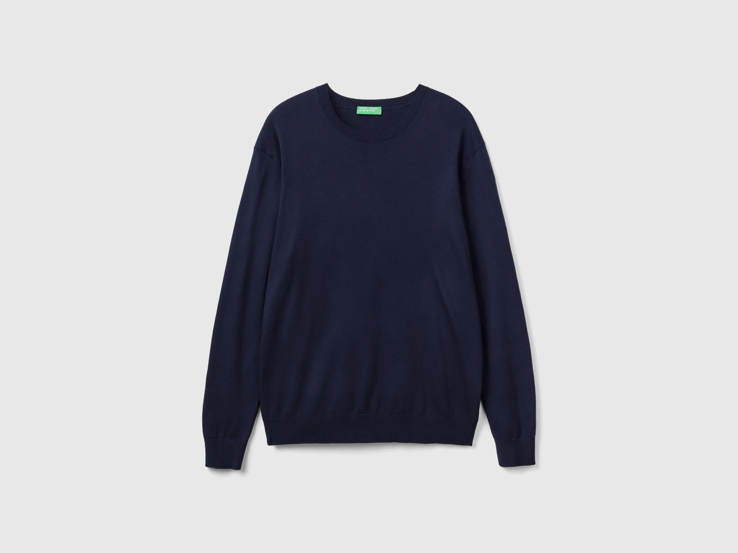 Crew neck sweater in lightweight cotton blend - Dark Blue | Benetton