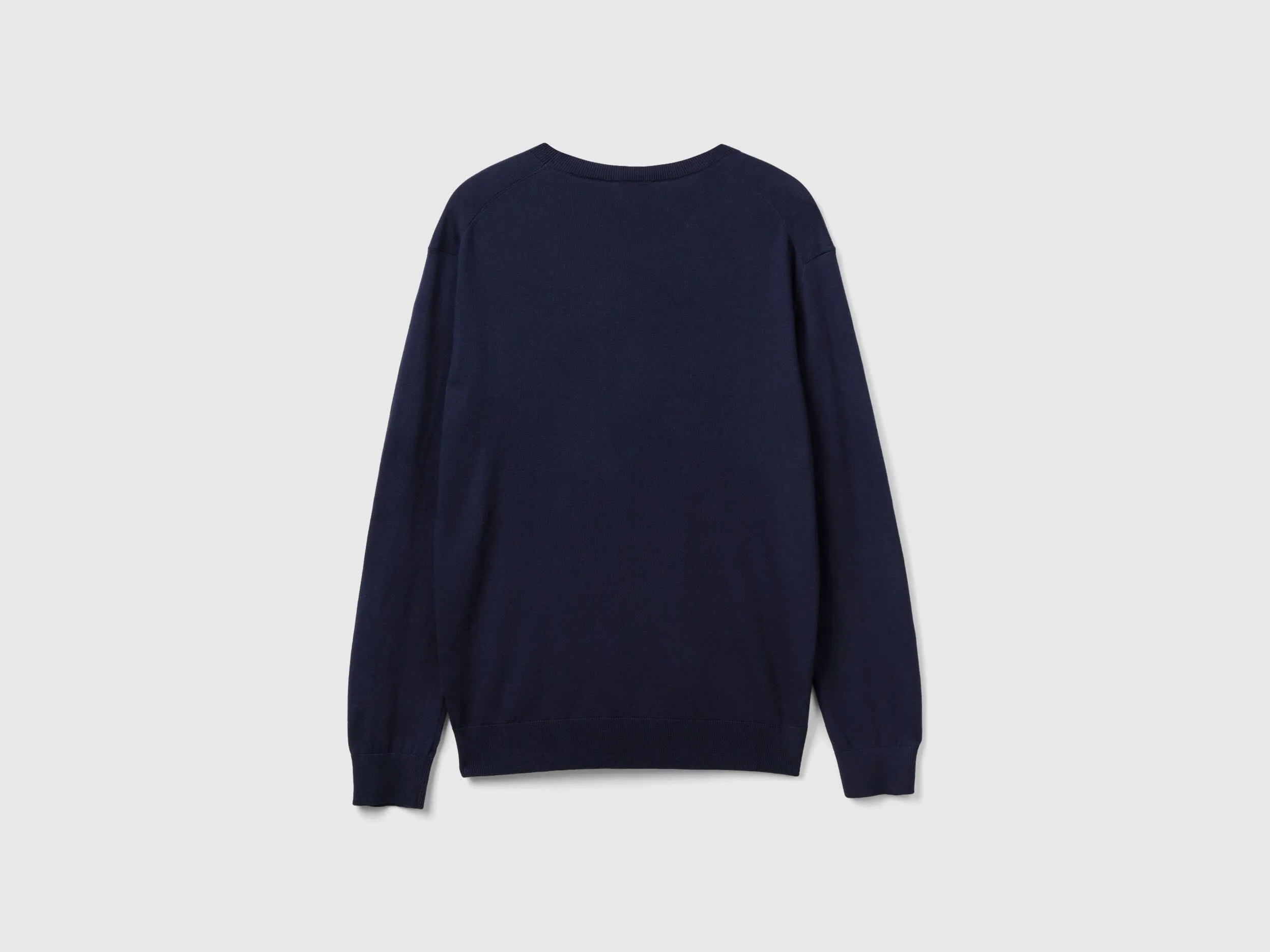 Crew neck sweater in lightweight cotton blend - Dark Blue | Benetton