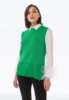 Crystal Embellished Knitted Blouse