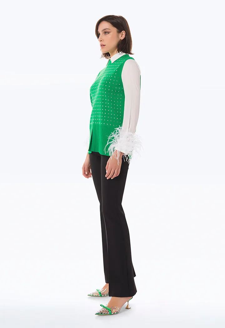 Crystal Embellished Knitted Blouse