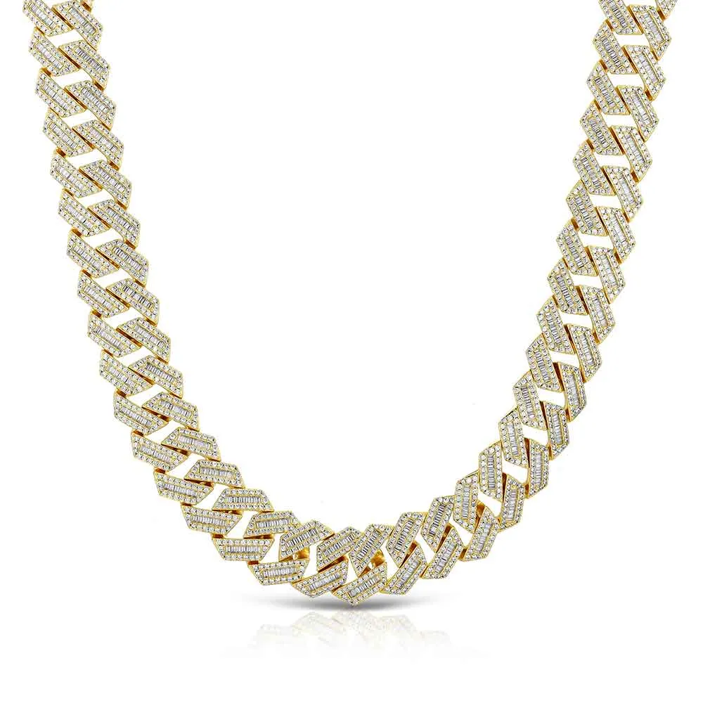 Diamond Baguette Straight Edge Cuban Chain 18mm