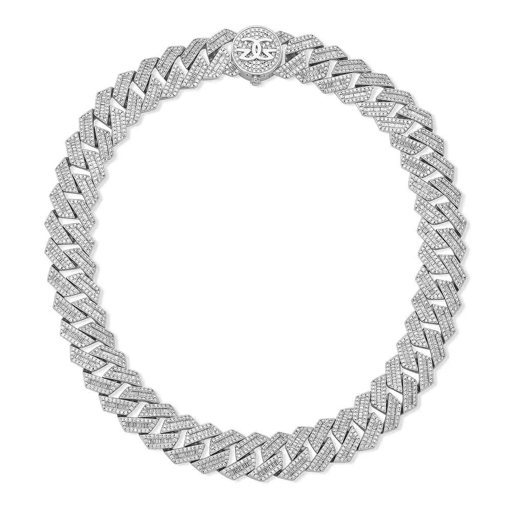 Diamond Baguette Straight Edge Cuban Chain 18mm