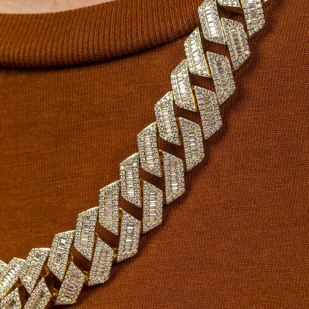 Diamond Baguette Straight Edge Cuban Chain 18mm