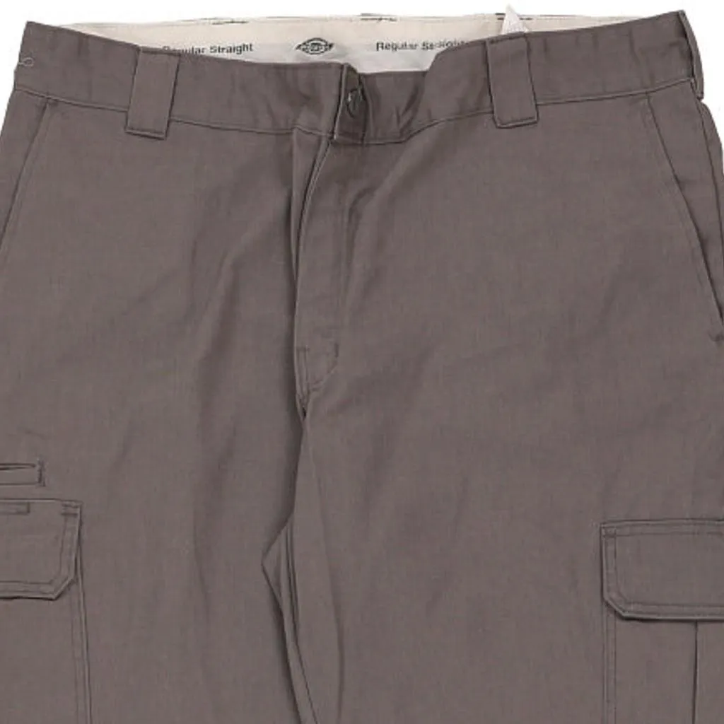 Dickies Cargo Trousers - 40W 30L Grey Cotton Blend