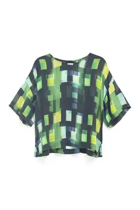 Elk The Label - Indi Sheer Top - Green Shutter Grid