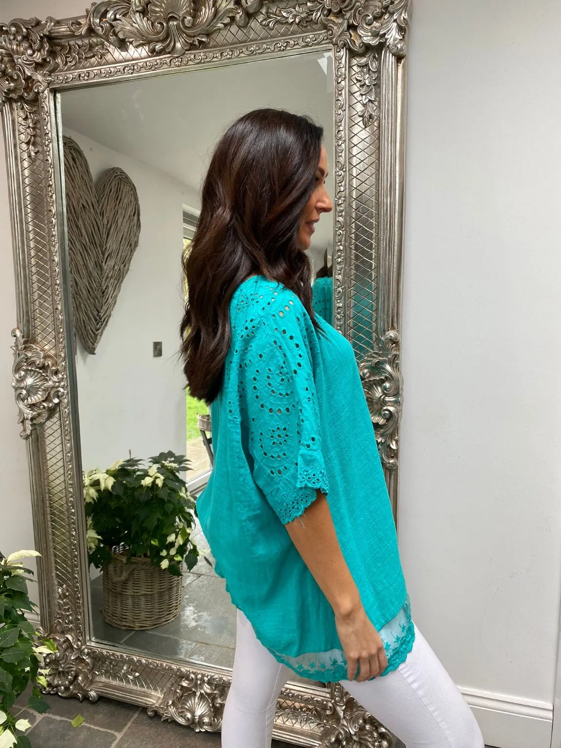 Embroidered Lace Bottom Top Erin