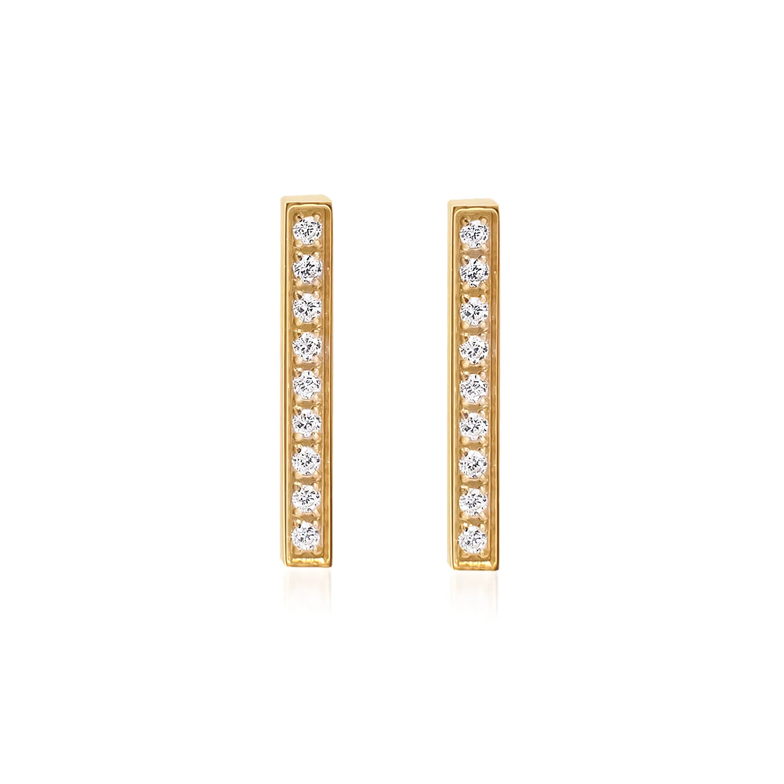 ER107G B.Tiff 18-Stone Short Bar Gold Plated Stainless Steel Earrings