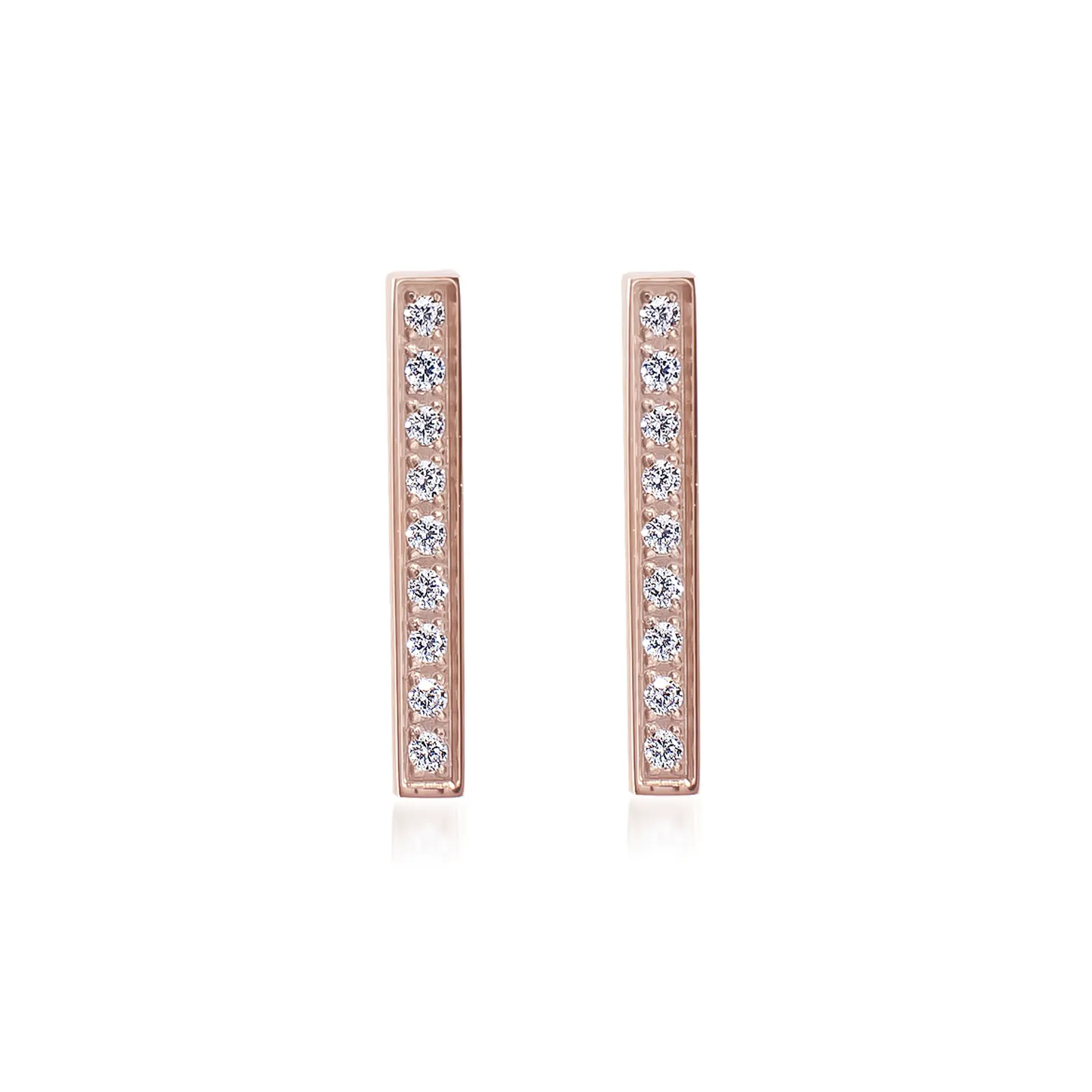 ER107G B.Tiff 18-Stone Short Bar Gold Plated Stainless Steel Earrings