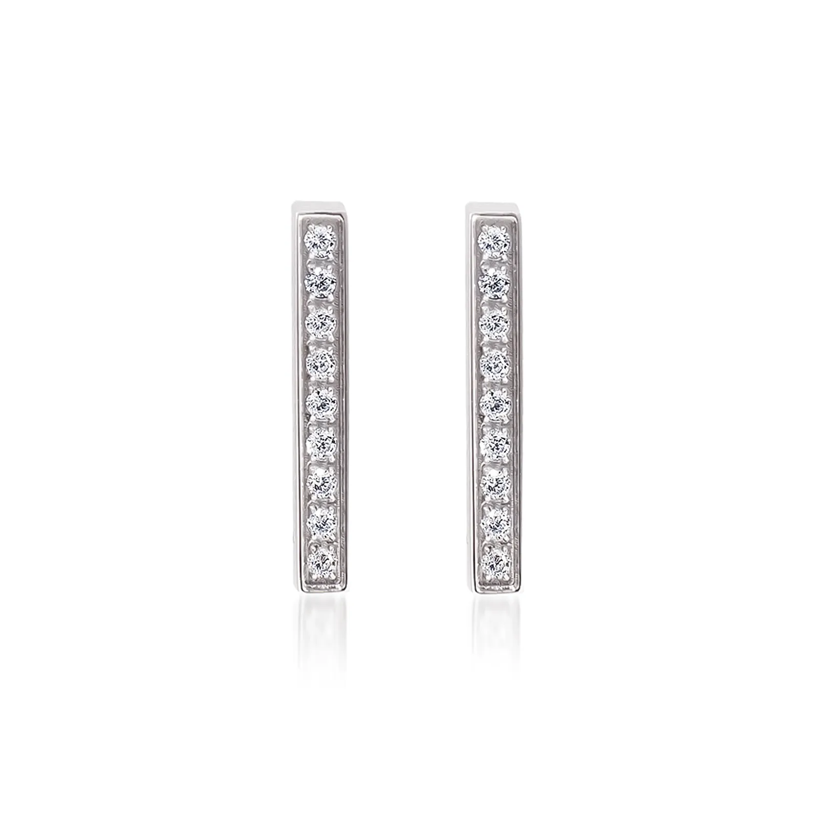 ER107W B.Tiff 18-Stone Short Bar Stainless Steel Earrings