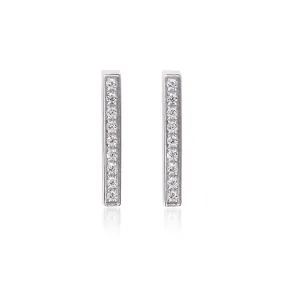 ER107W B.Tiff 18-Stone Short Bar Stainless Steel Earrings