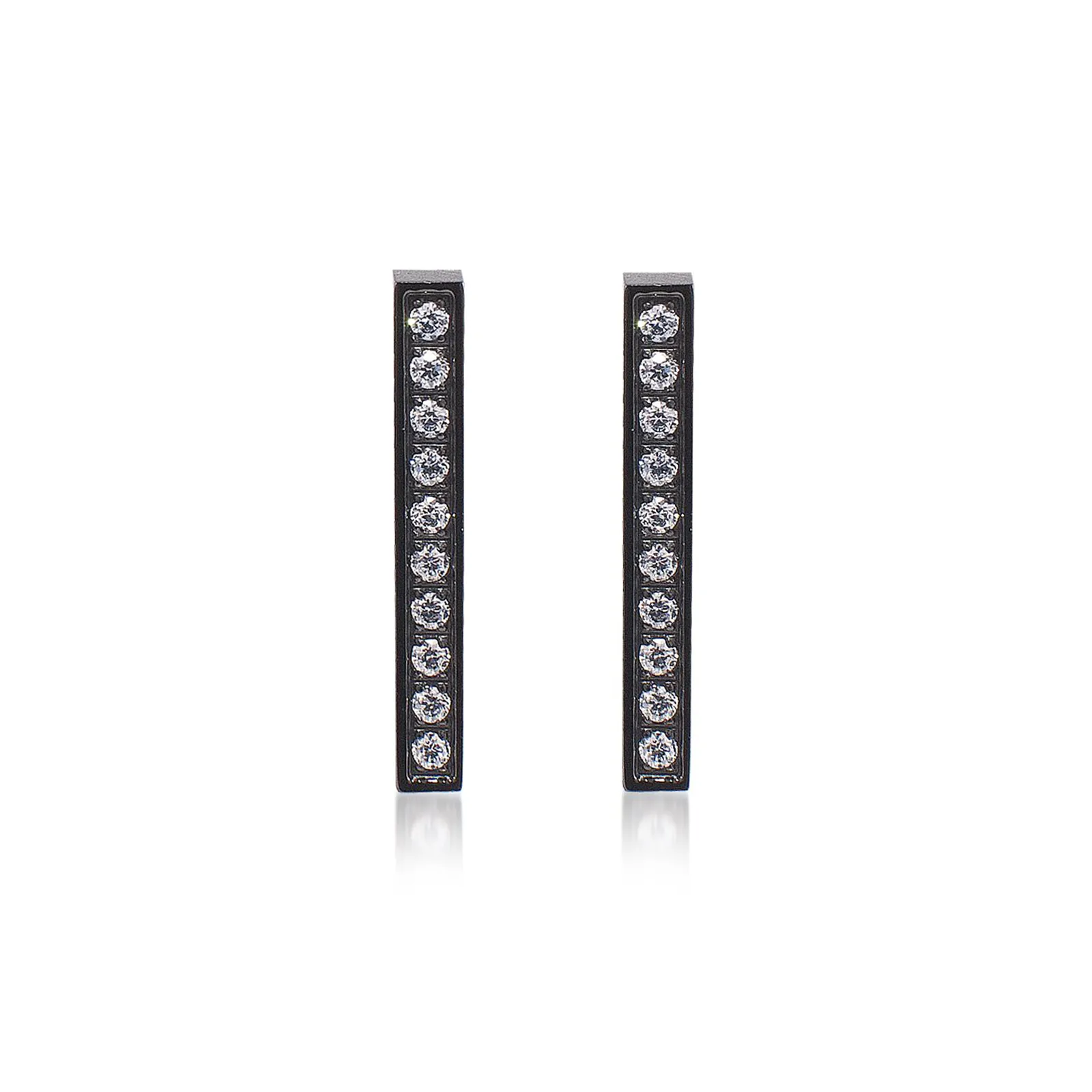 ER107W B.Tiff 18-Stone Short Bar Stainless Steel Earrings