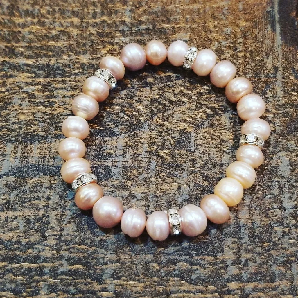 Fresh Water Light Pink Pearl Stretchable Bracelet