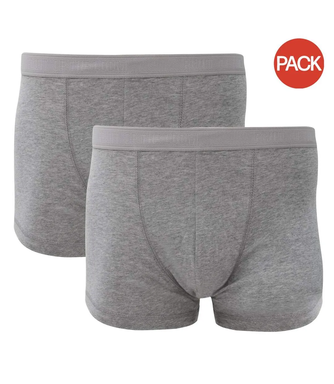 Fruit Of The Loom Mens Classic Shorty Cotton Rich Boxer Shorts (Pack Of 2) (Light Grey Marl) - UTRW3155