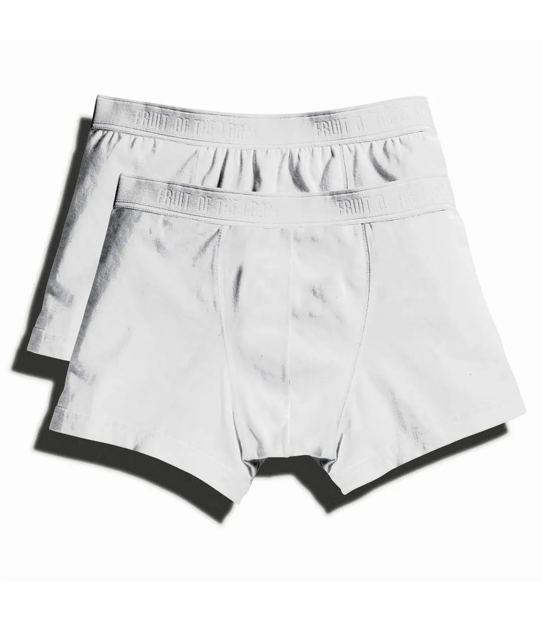 Fruit Of The Loom Mens Classic Shorty Cotton Rich Boxer Shorts (Pack Of 2) (White) - UTBC3357