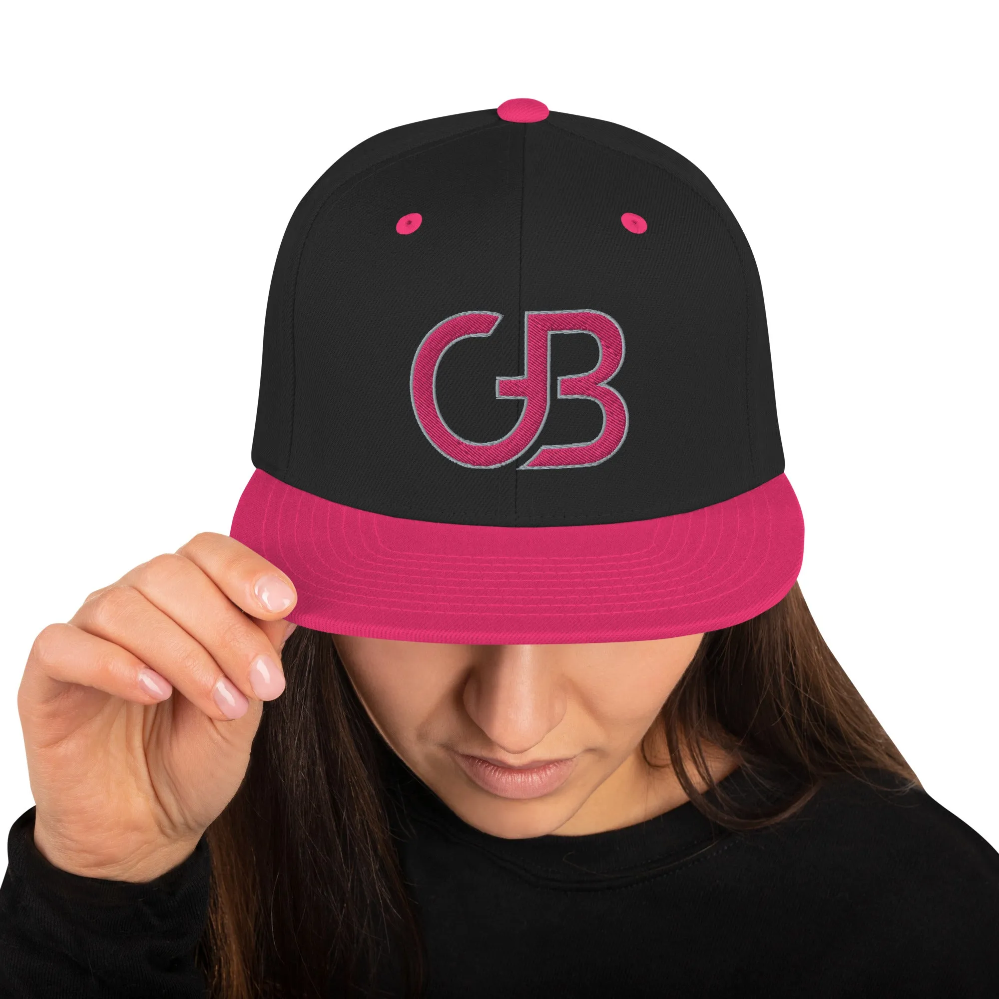 Gerald Black Unisex Snapback GB Logo Halo Flat Brim Hat PinkGry