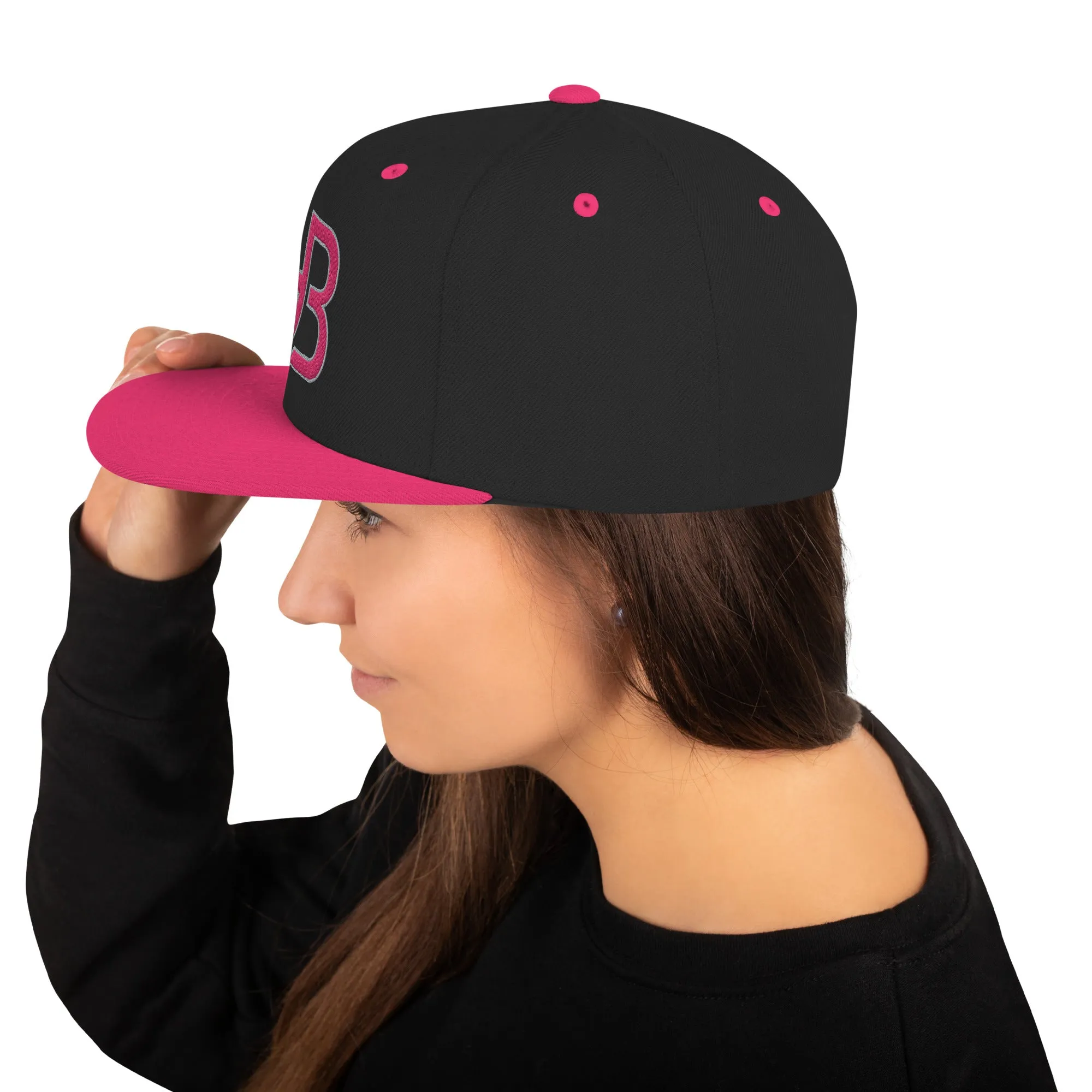 Gerald Black Unisex Snapback GB Logo Halo Flat Brim Hat PinkGry