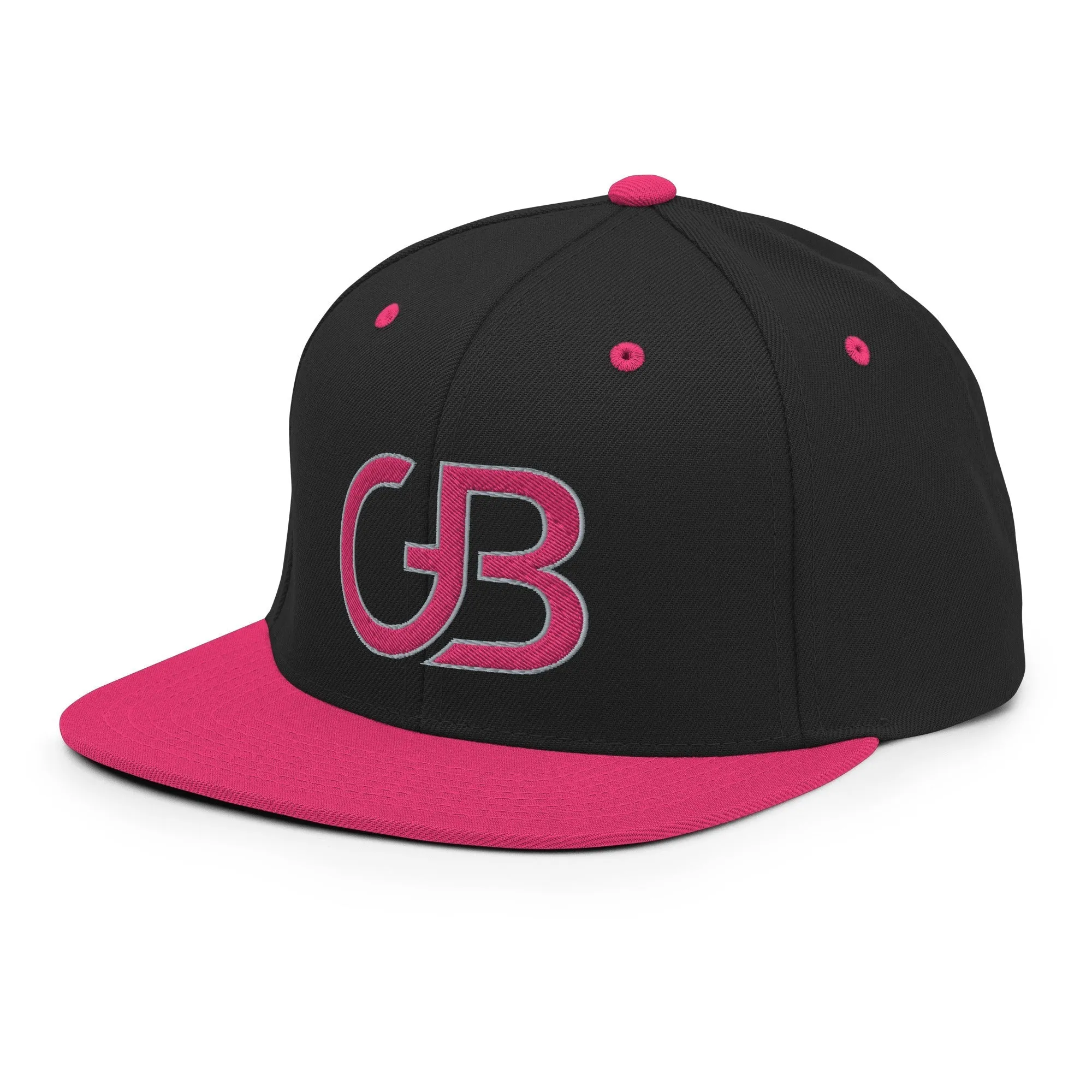 Gerald Black Unisex Snapback GB Logo Halo Flat Brim Hat PinkGry