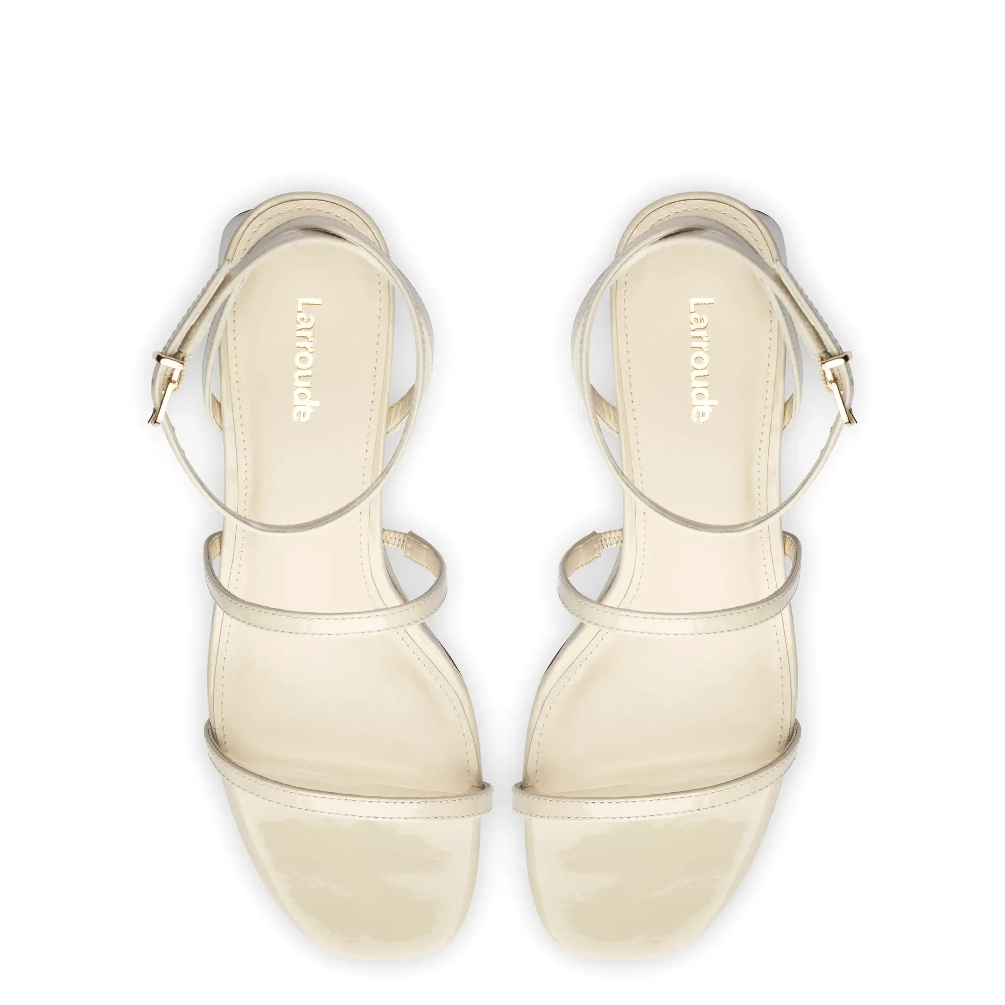 Gio Sandal In Ivory Patent Leather