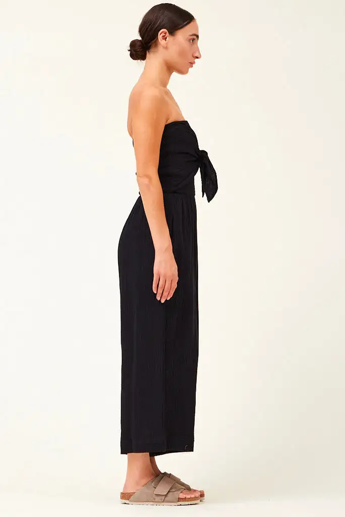 GRADE AND GATHER TIE FRONT GAUZE JUMPSUIT