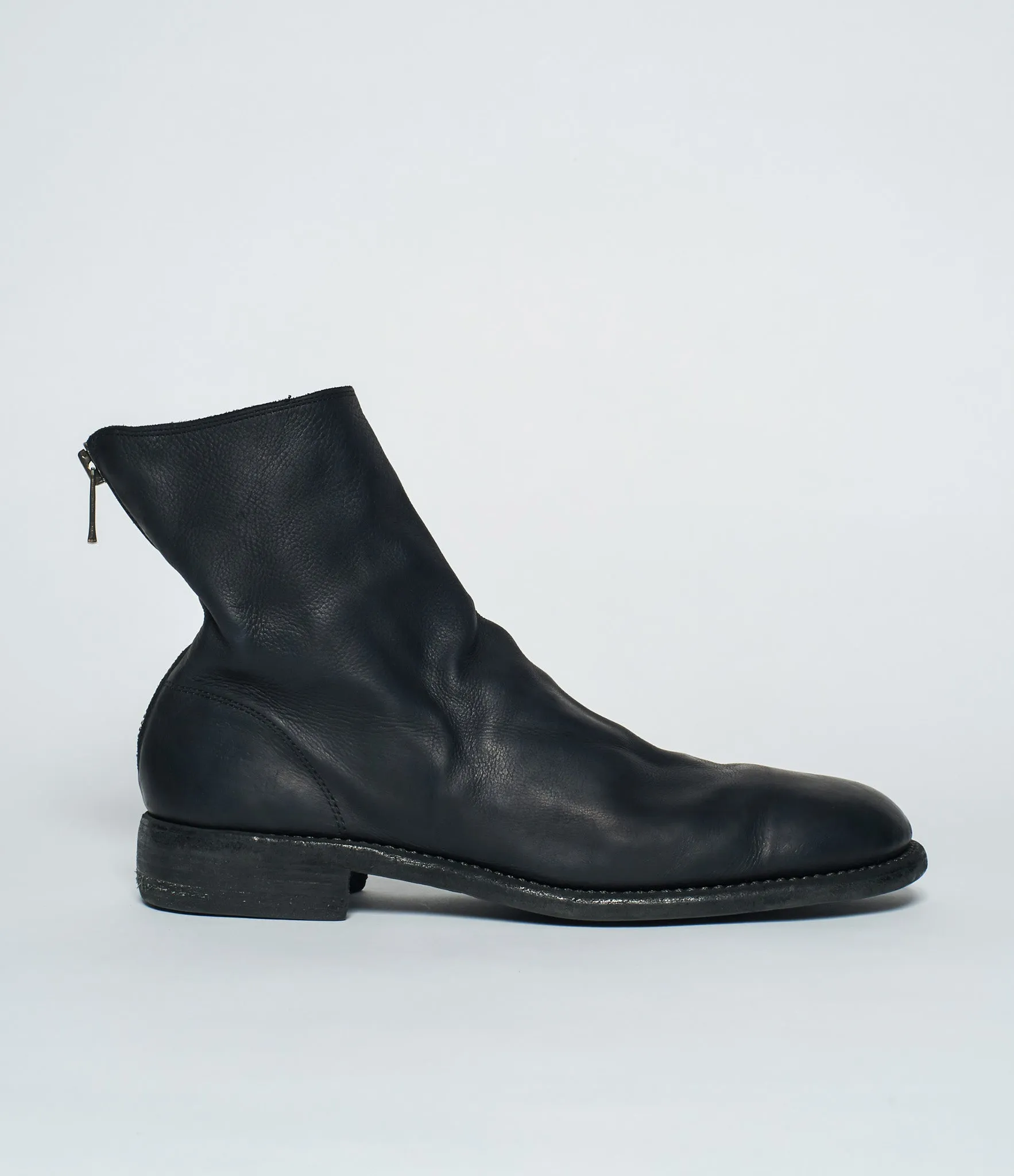 Guidi 986 Black Baby Calf Full Grain Back Zip Boots