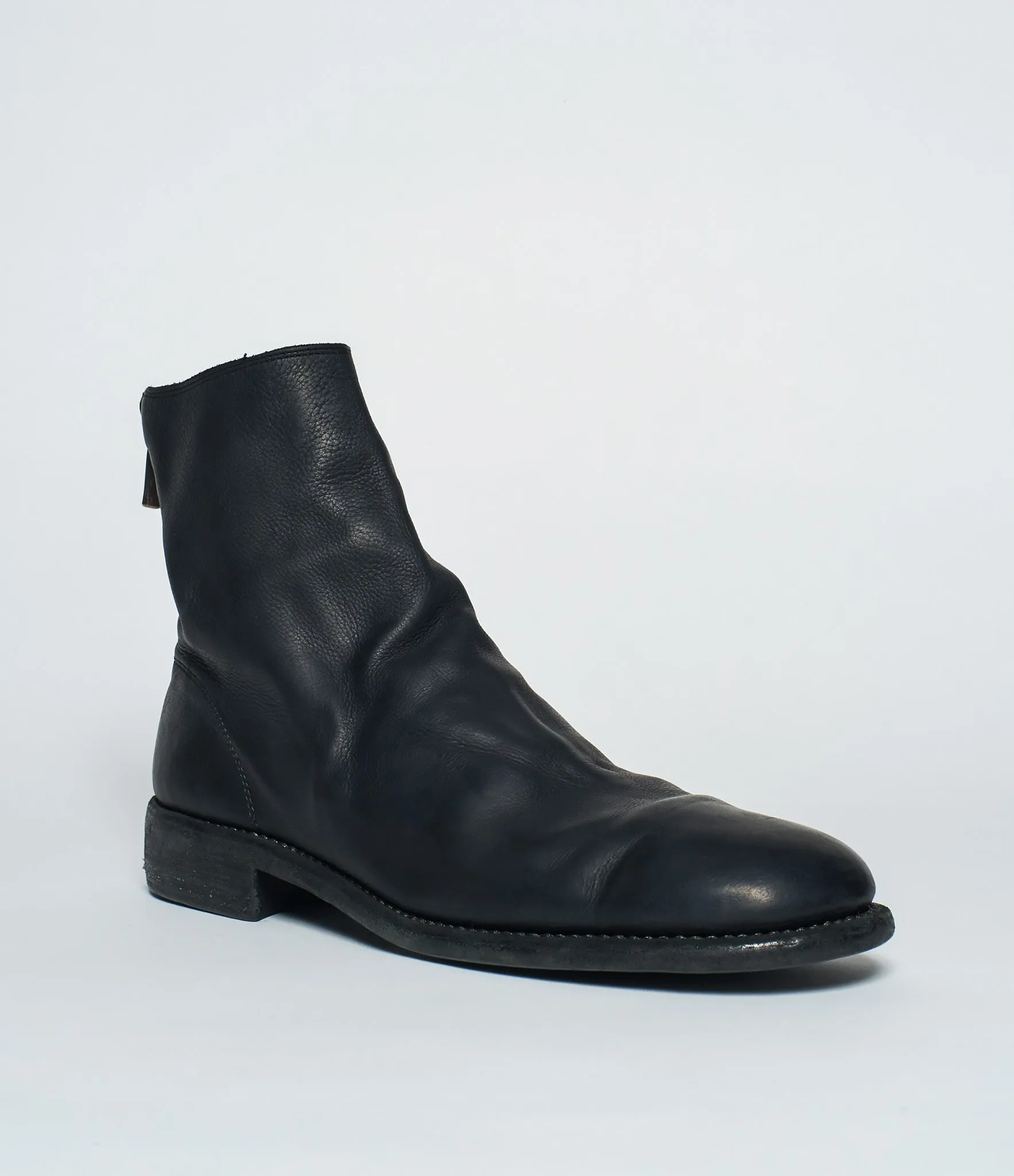 Guidi 986 Black Baby Calf Full Grain Back Zip Boots