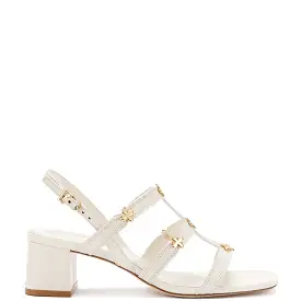 Harmony Block Sandal In Ivory Leather