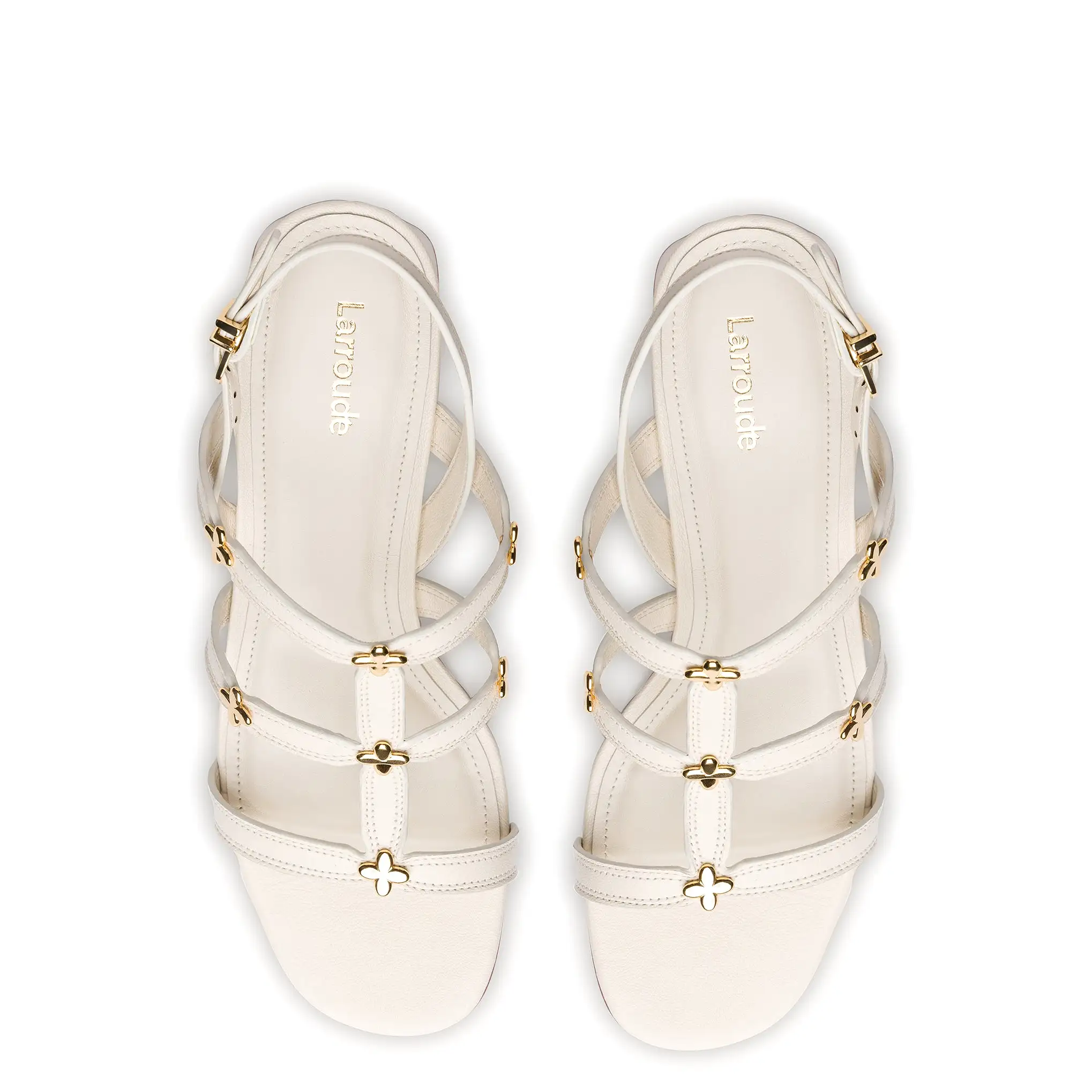 Harmony Block Sandal In Ivory Leather