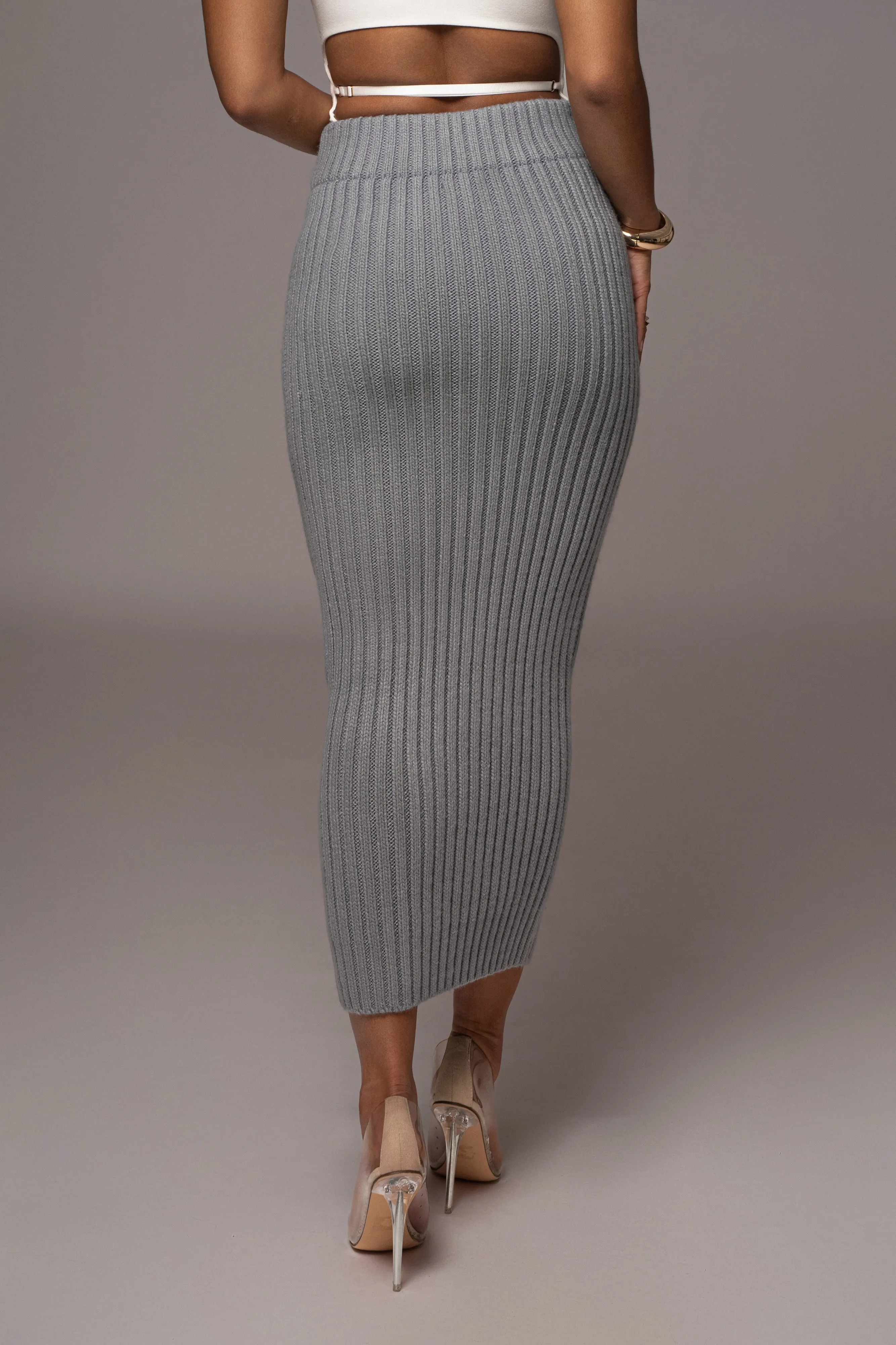 Heather Grey Take Me Home Ribbed Skirt