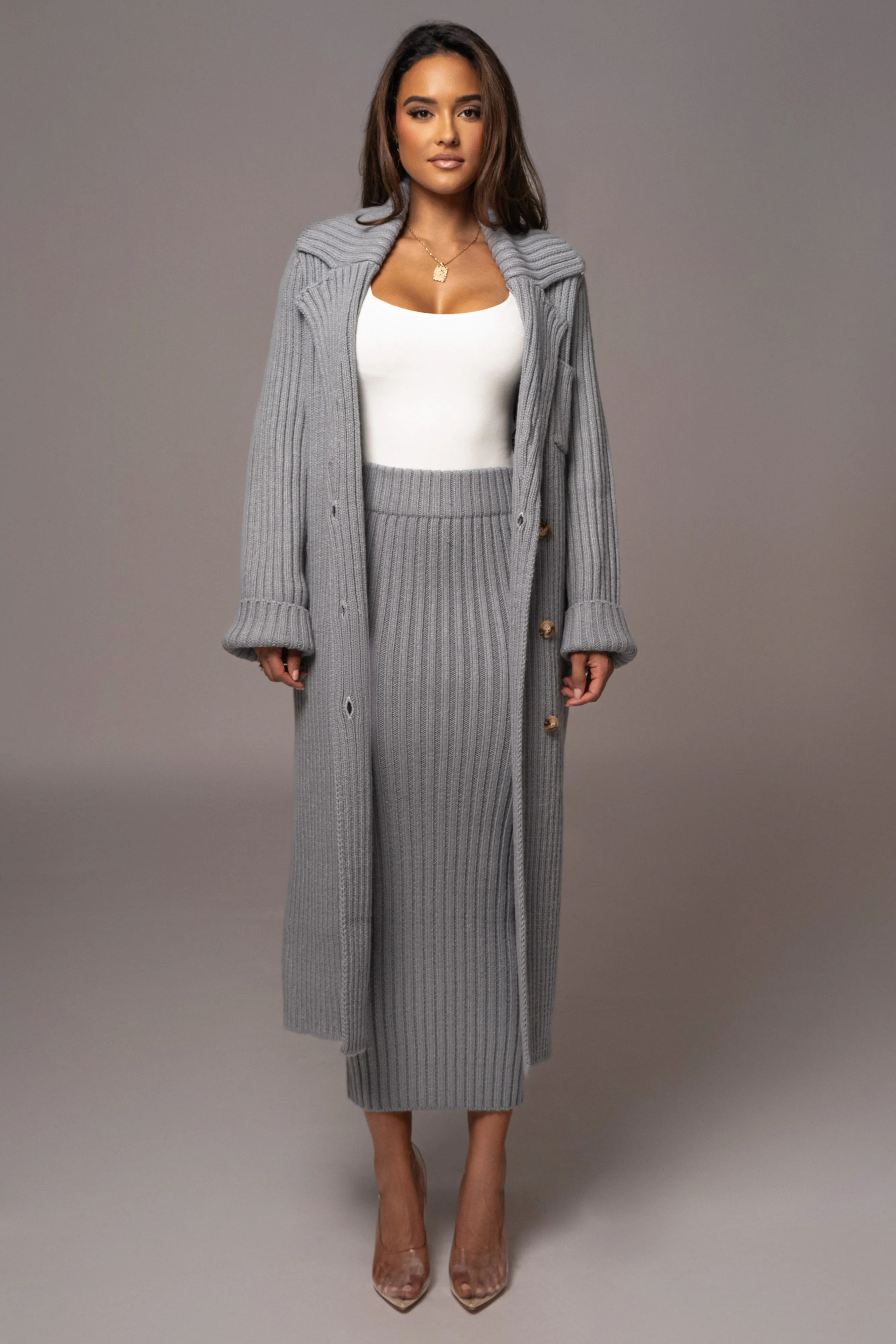 Heather Grey Take Me Home Ribbed Skirt