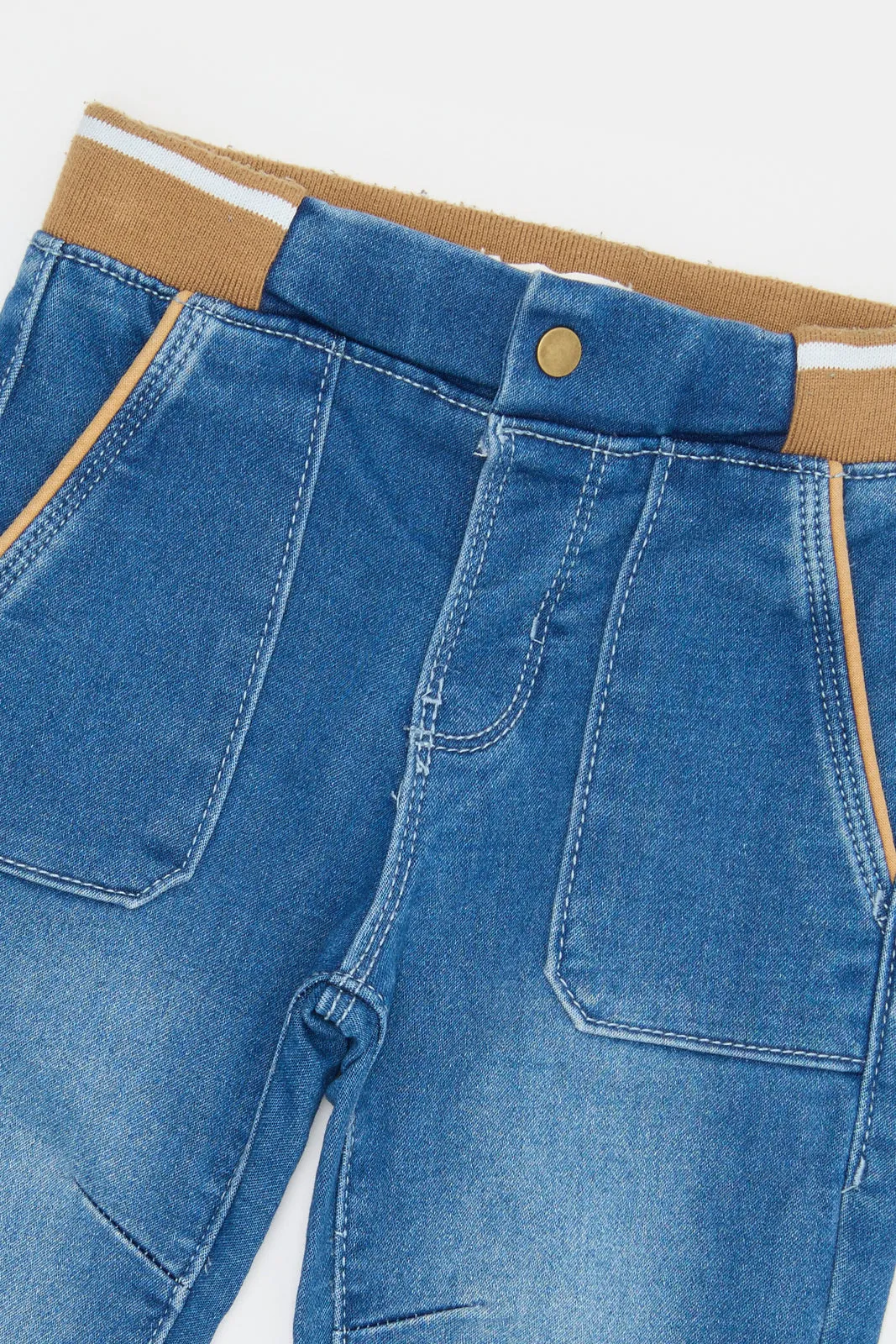 Infant Boys Blue Pull On Jeans