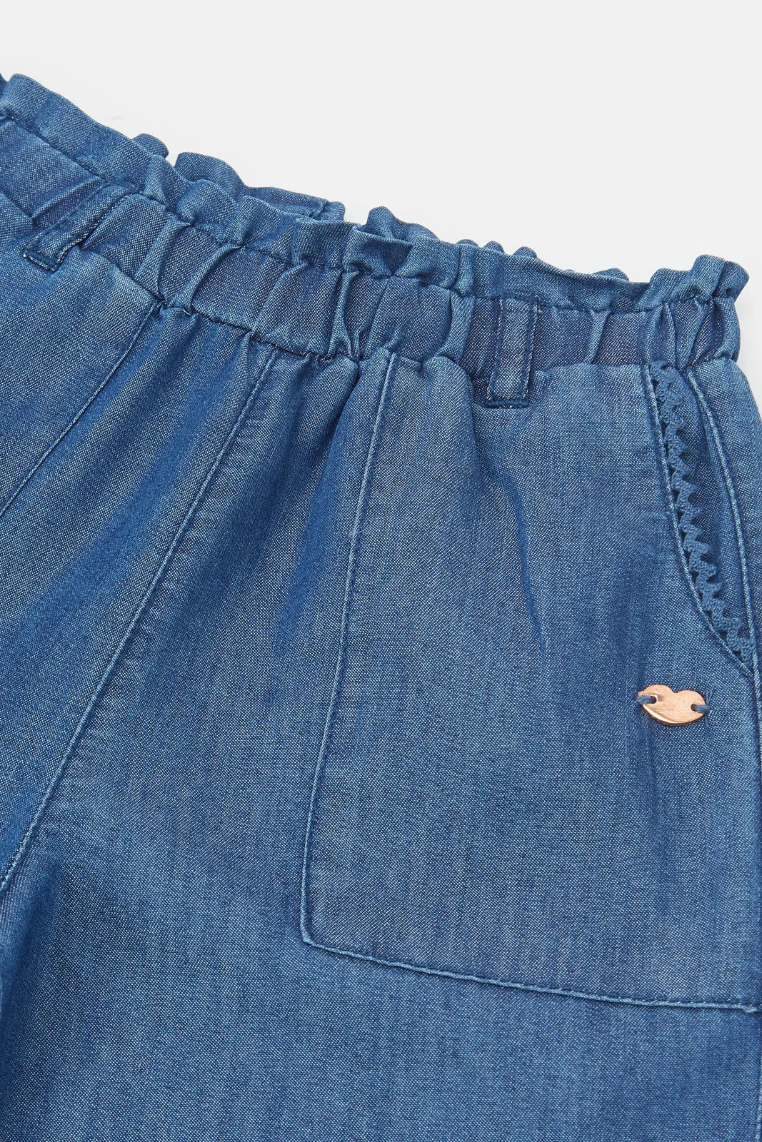 Infant Girls Blue Solid Lace Pockets Jeans